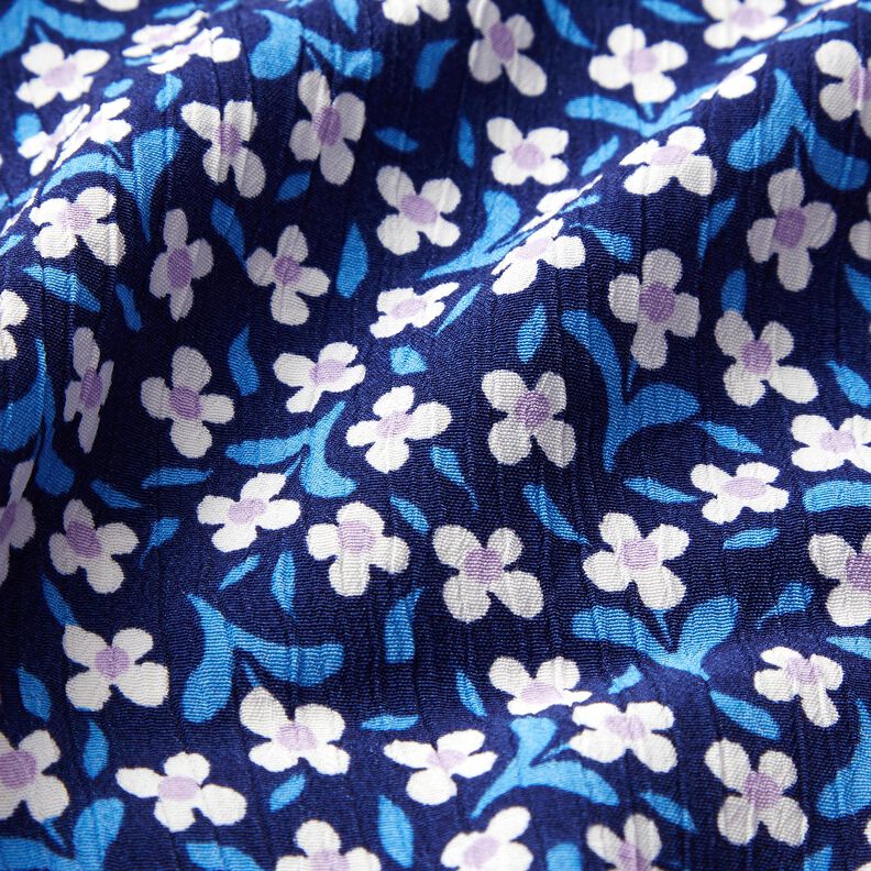 Viscosecrêpe kleine bloemen – marineblauw/wit,  image number 5