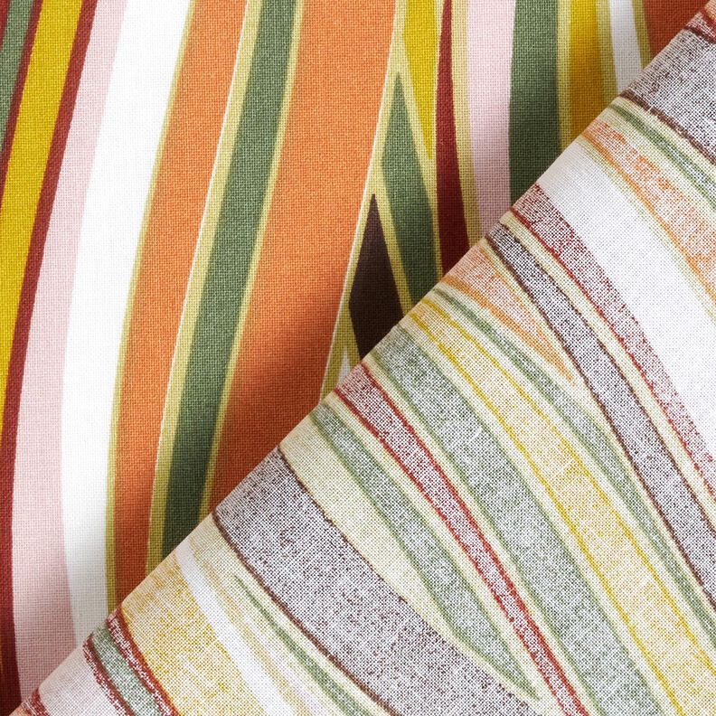 Katoenen stof Cretonne Gebogen strepen &ndash; wit/lichtoranje,  image number 4