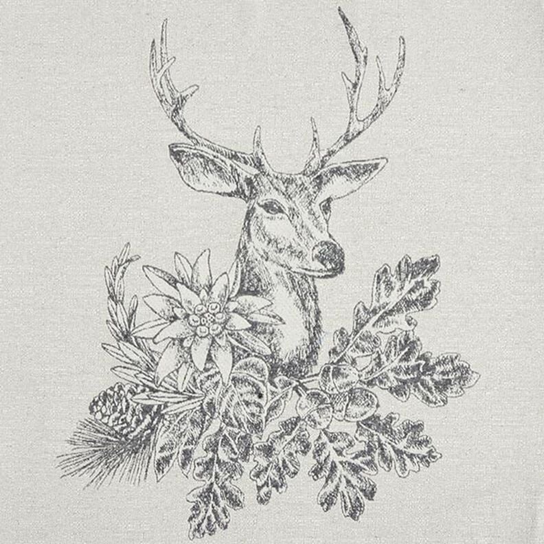 Decopaneel Gobelin Herten met edelweiss – grijs,  image number 1