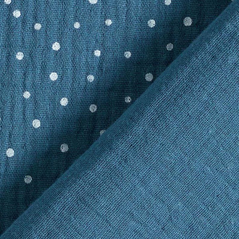 Mousseline/dubbel gehaakte stoffen Stippen – jeansblauw/wit,  image number 4
