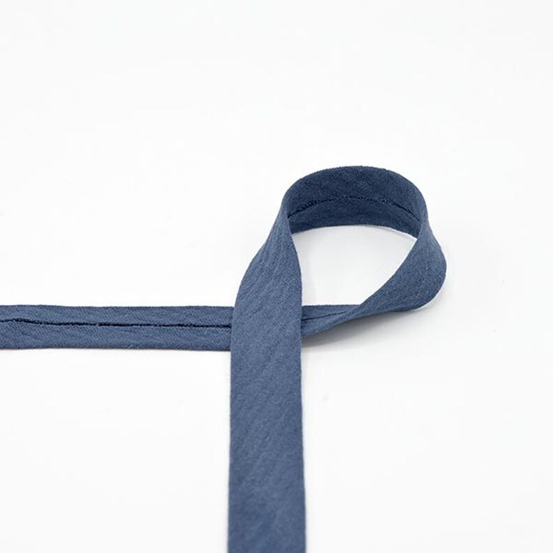 Biasband Mousseline [20 mm] – jeansblauw,  image number 1