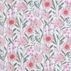 Katoenpopeline grote weidebloemen Digitaal printen | Poppy Fabrics – wit, 