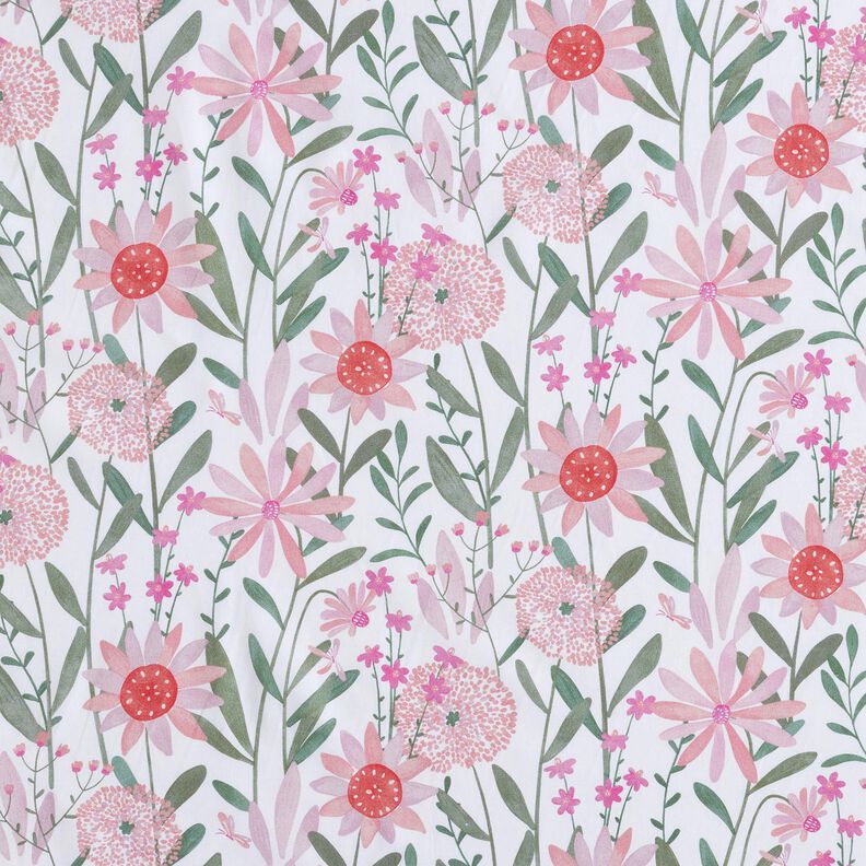 Katoenpopeline grote weidebloemen Digitaal printen | Poppy Fabrics – wit,  image number 1