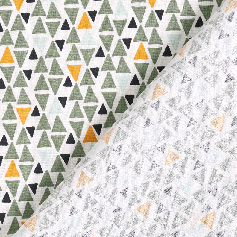 Katoenen stof Cretonne Mini-driehoekjes – riet/wit,  image number 4