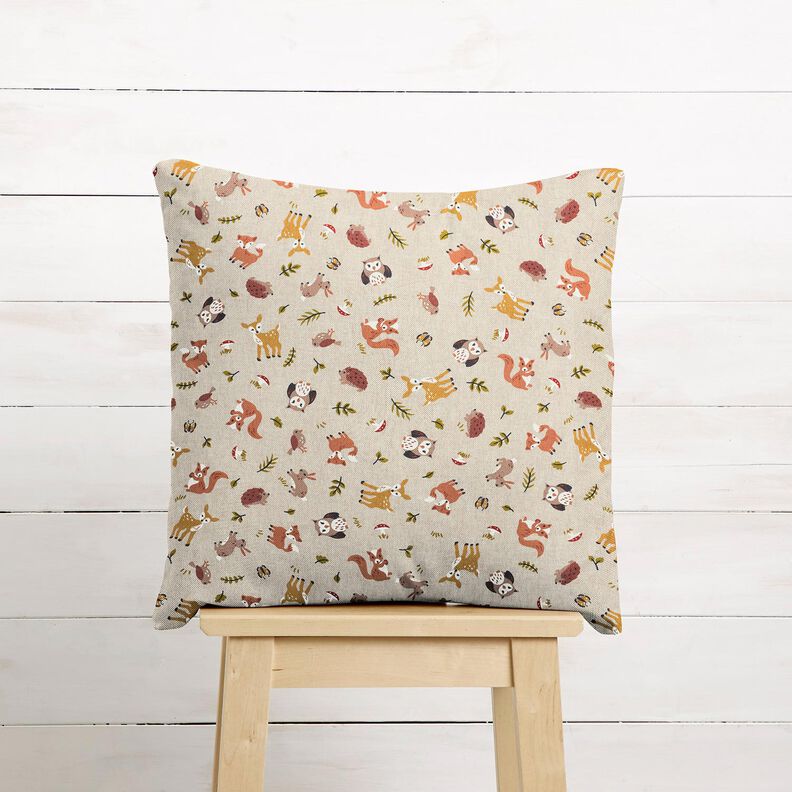 Decostof Half panama Vriendelijke bosdieren &ndash; natuur/bruin,  image number 6