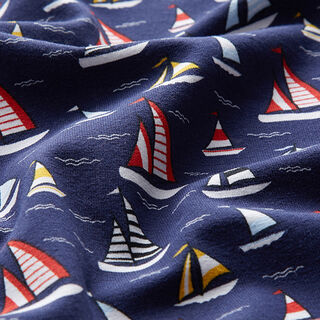 Katoenjersey Zeilboten – marineblauw, 