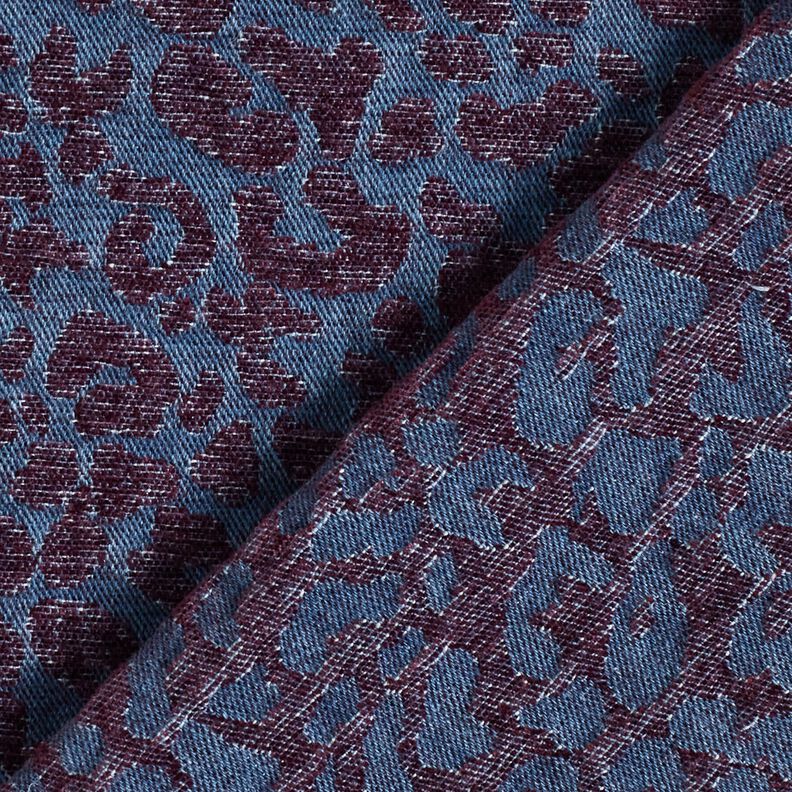Broekstof denimlook luipaardprint – aubergine/jeansblauw,  image number 4