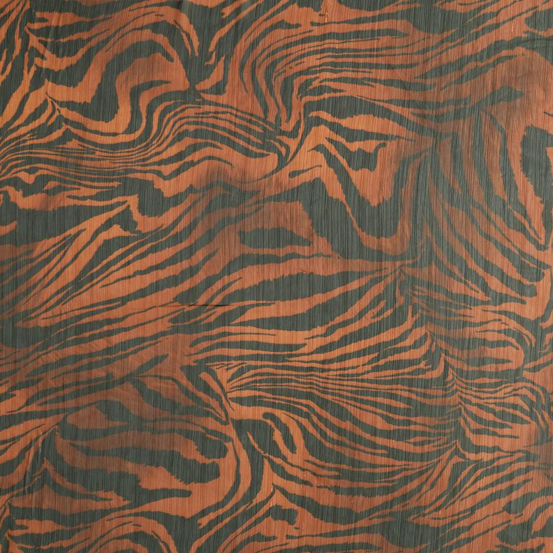 Chiffon met glitter krijtstrepen tijgerprint – zwart/koper,  image number 1