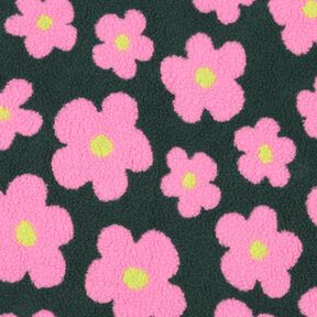Teddy pluche Bloemen | Poppy Fabrics – donkergroen/pink, 