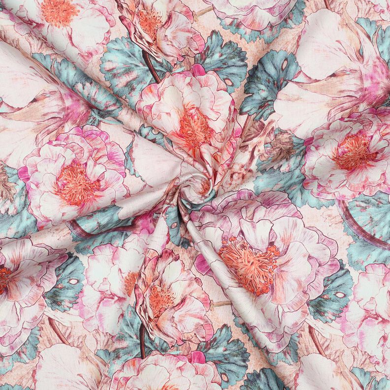 Katoensatijn Japanese Anamone | Nerida Hansen – pastelviolet/aquablauw,  image number 3
