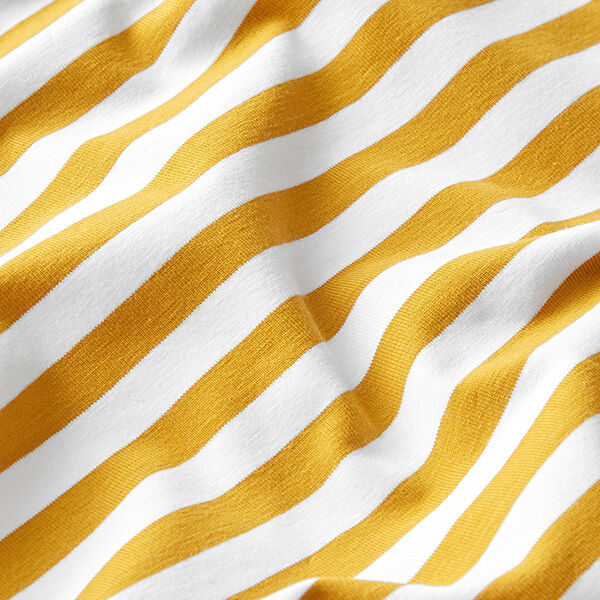 Katoenjersey brede strepen – mosterd/wit,  image number 2