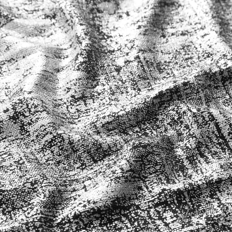 Breistof metallic print abstract – zilver metallic/zwart | Stofrestant 70cm,  image number 2