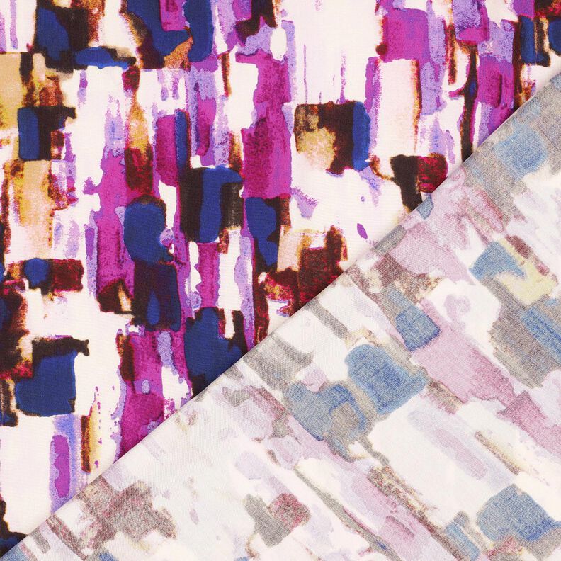 Viscosestof abstracte penseelstreken digitale print – druif/indigo,  image number 4