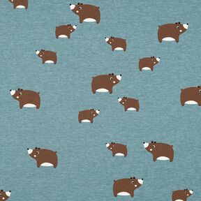 Katoenjersey Beren | Poppy Fabrics – blauwgrijs/kastanjebruin, 