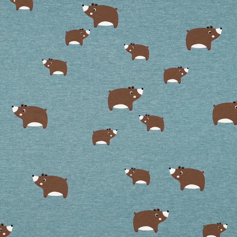 Katoenjersey Beren | Poppy Fabrics – blauwgrijs/kastanjebruin, image number 1