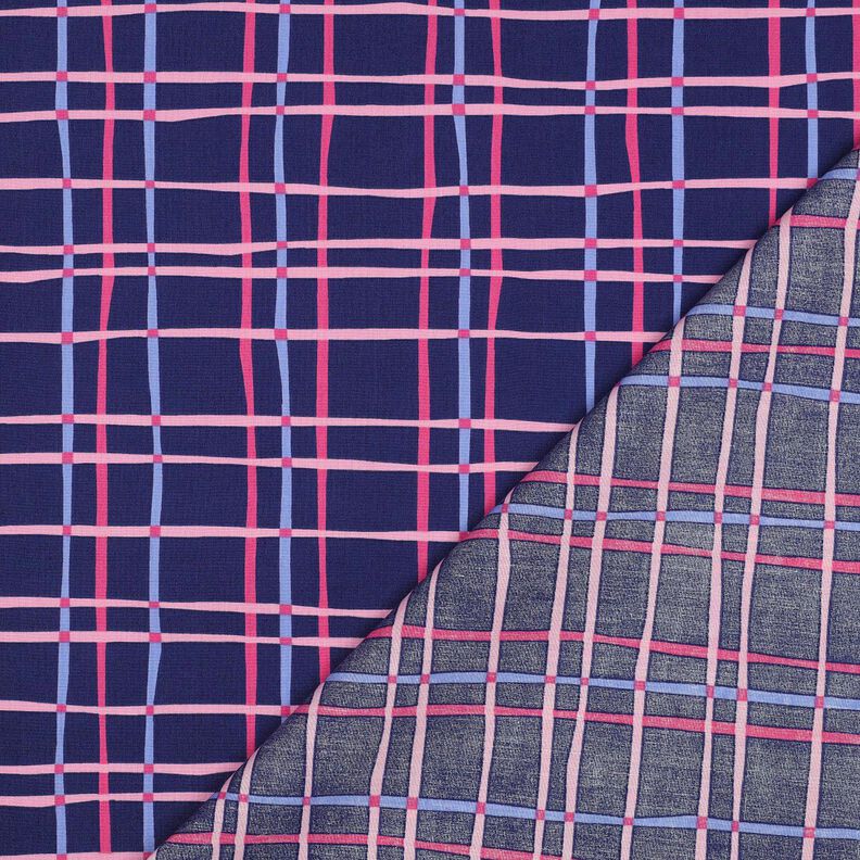 Katoenpopeline golvende ruit| Poppy Fabrics – indigo/roze,  image number 4