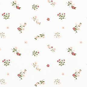 Katoenjersey Bloemen en harten – ecru, 