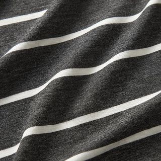 Viscosejersey dwarsstrepen – anthraciet/wit, 