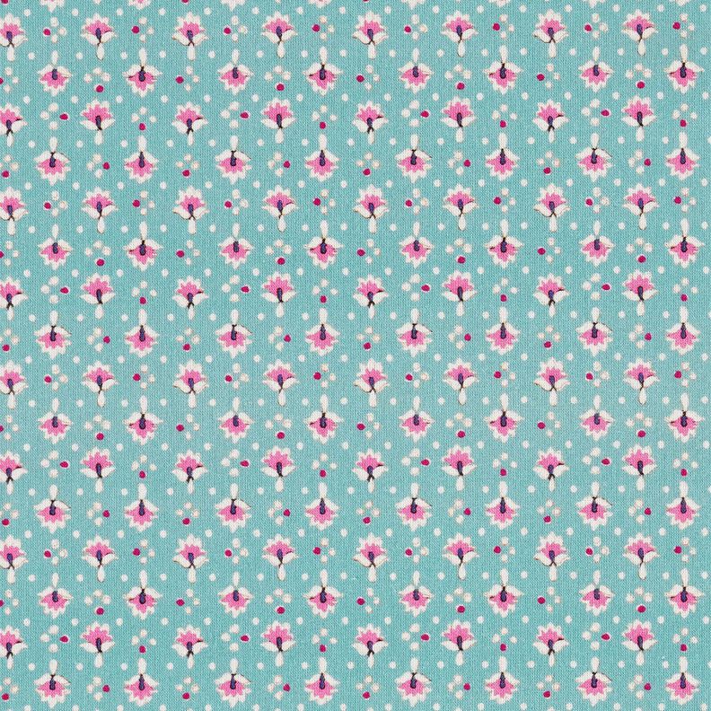 Katoenen stof Popeline kleine ornamenten – mint/pastelpaars – mint/pastelviolet, image number 1