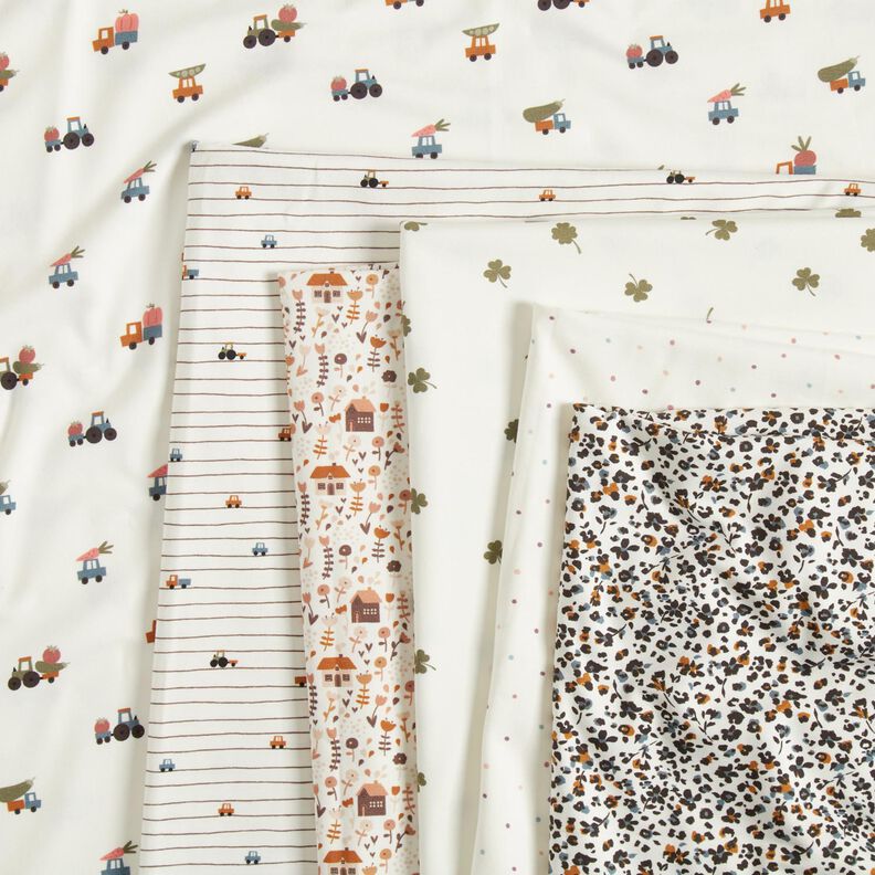 Katoenjersey kleurrijke stippen – ecru,  image number 5