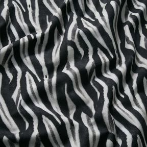 French Terry geborstelde zebra digitale print – zwart/zilver, 