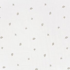 Mousseline/dubbel gehaakte stoffen kleine tak – ecru/riet | Stofrestant 90cm, 