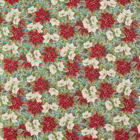 Decostof Gobelin Tweekleurige kerststerren – lichtbeige/rood, 
