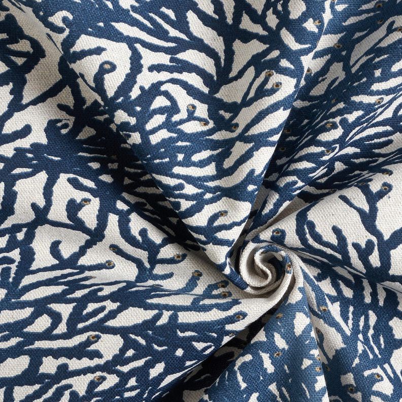 Decostof Half panama fijne koralen – marineblauw/natuur,  image number 3