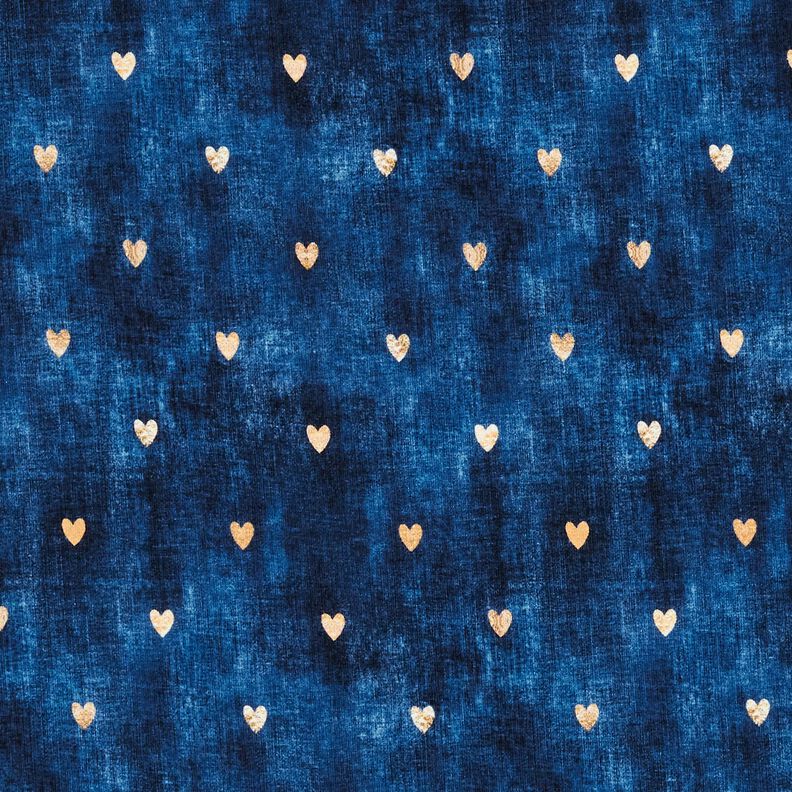 Katoenjersey gouden harten | Glitzerpüppi – indigo,  image number 1