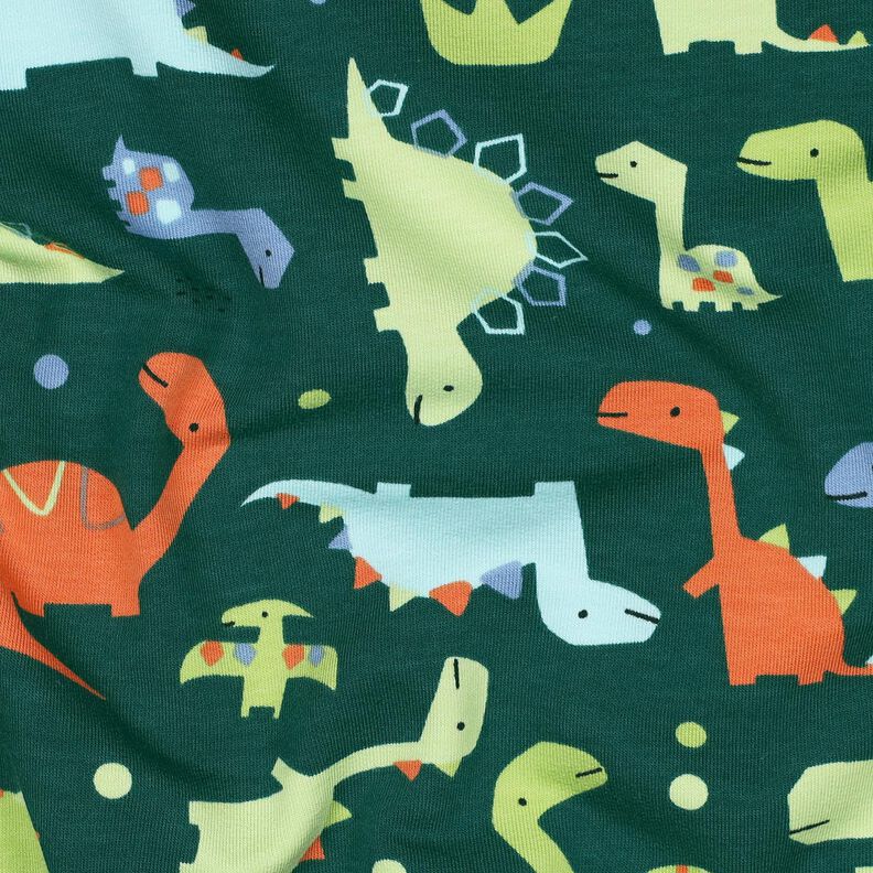 Sommersweat Dino's | Poppy Fabrics – blauwe spar/lichtgroen,  image number 2