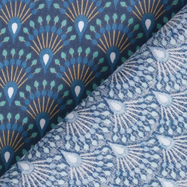 Gecoate katoen Vakken pauw-look – blauw,  image number 5