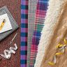 Mantelstof wolmix kleine ruit – beige/blauw,  thumbnail number 6