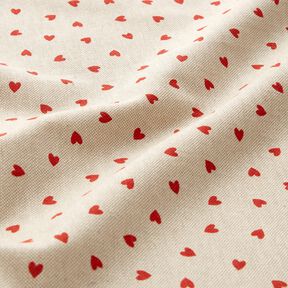 Decostof Half panama verspreide miniharten – natuur/rood, 