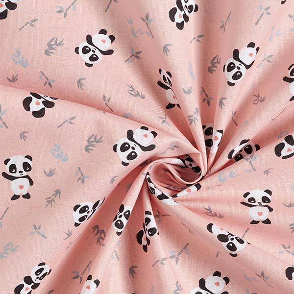 Katoenen stof Cretonne knuffelige panda – roze,  image number 3