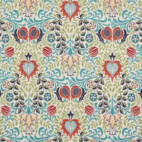 Decostof Gobelin symmetrische ranken – lichtbeige/turkoois, 