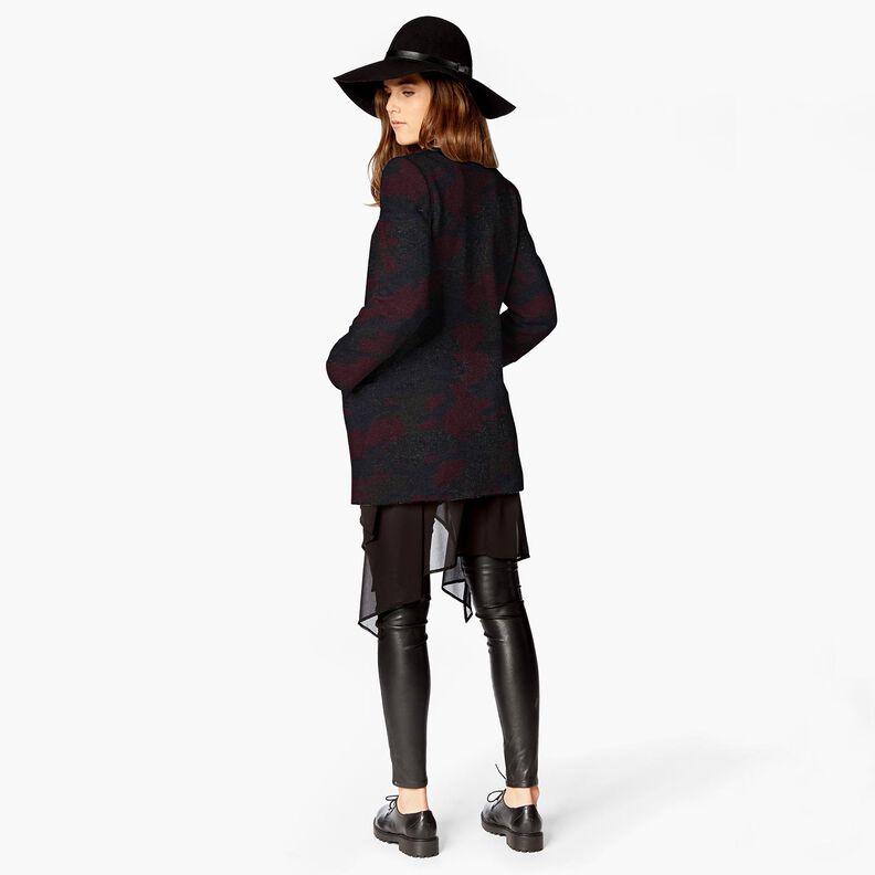 Mantelstof Wolmix Camouflage – zwart/merlot,  image number 5