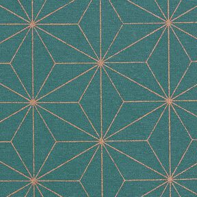 Decostof Canvas Art deco sterren – petroleum/goud, 