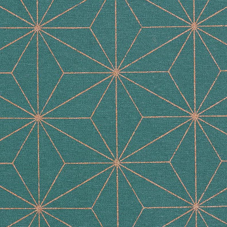 Decostof Canvas Art deco sterren – petroleum/goud,  image number 1