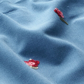 Babyrib Kleine bloemen borduurmotief – staalblauw, 