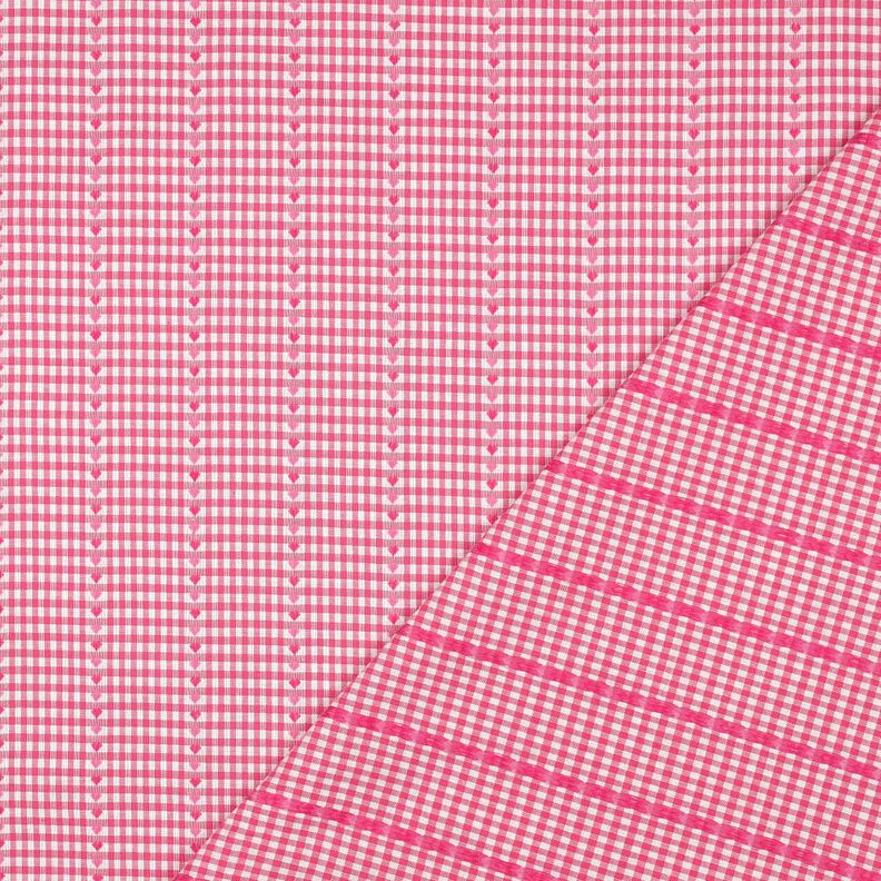 Katoenen stof Jacquard ruiten en harten – pink/wit,  image number 4