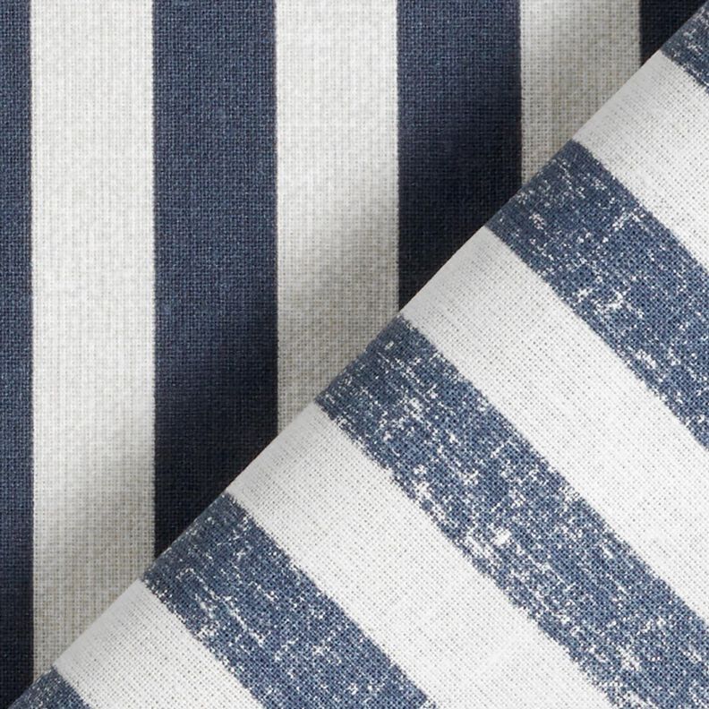 Katoenen stof Cretonne maritieme streep – zwart blauw/licht taupe, image number 4
