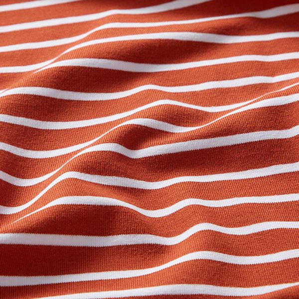 GOTS katoenjersey strip | Albstoffe – terracotta/wit, image number 2