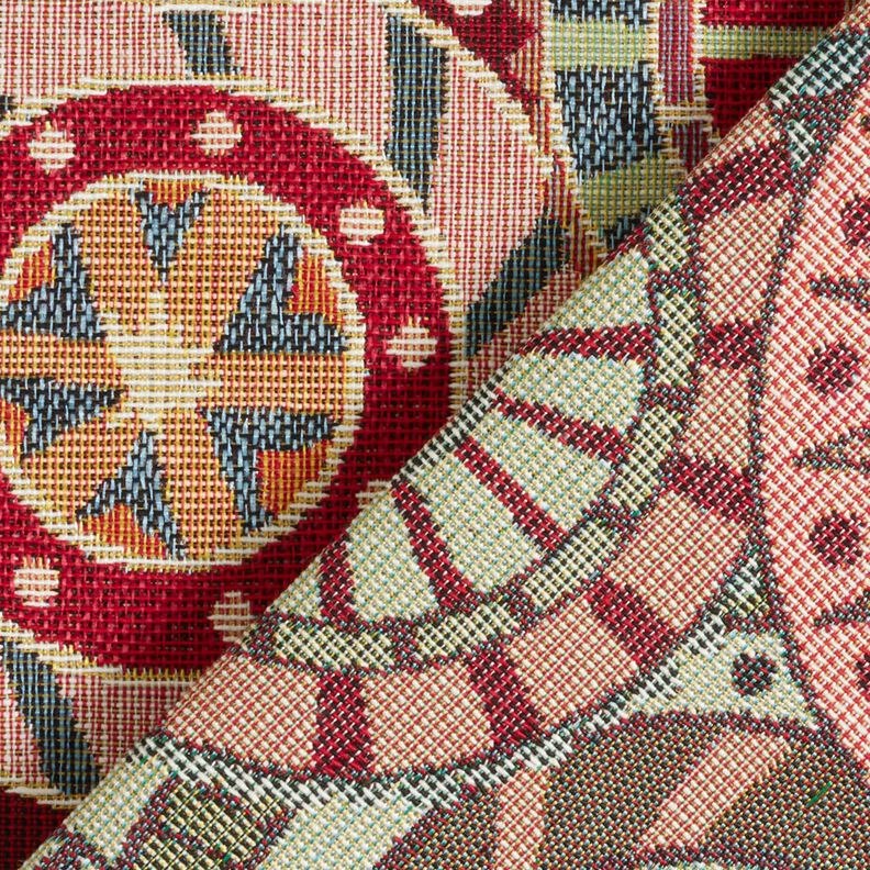 Decostof Gobelin kleurrijke cirkels – karmijnrood/lichtbeige, image number 4
