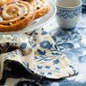 Decostof Half panama Bloemetjes – natuur/oceaanblauw,  thumbnail number 6