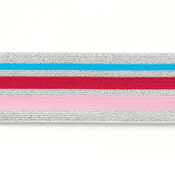 Elastiek Glitter [ 4 cm ] – zilver/roze,  image number 2
