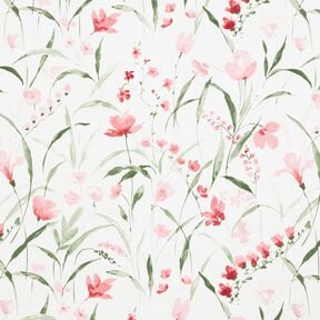 Decostof Half panama Freesia's – ivoor/lichtroze, 