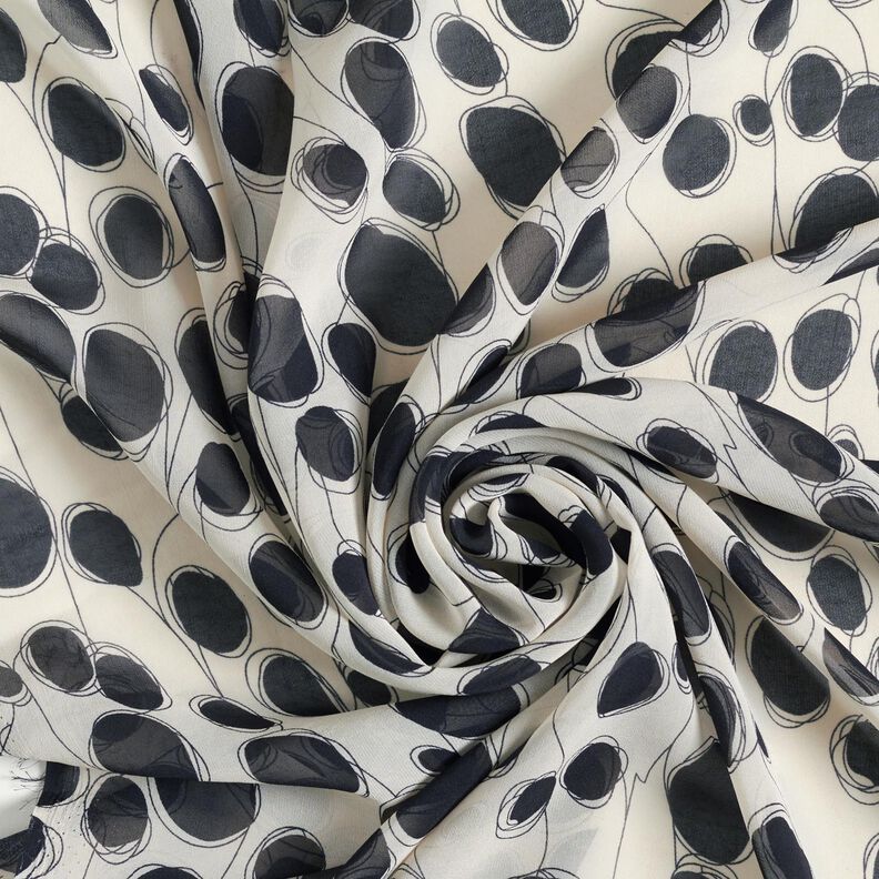 Chiffon abstracte cirkels – wit/zwart, image number 3