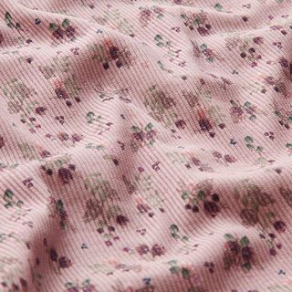 Gebreide tricot zoete roosjes Digitaal printen – pastelviolet | Stofrestant 100cm, 