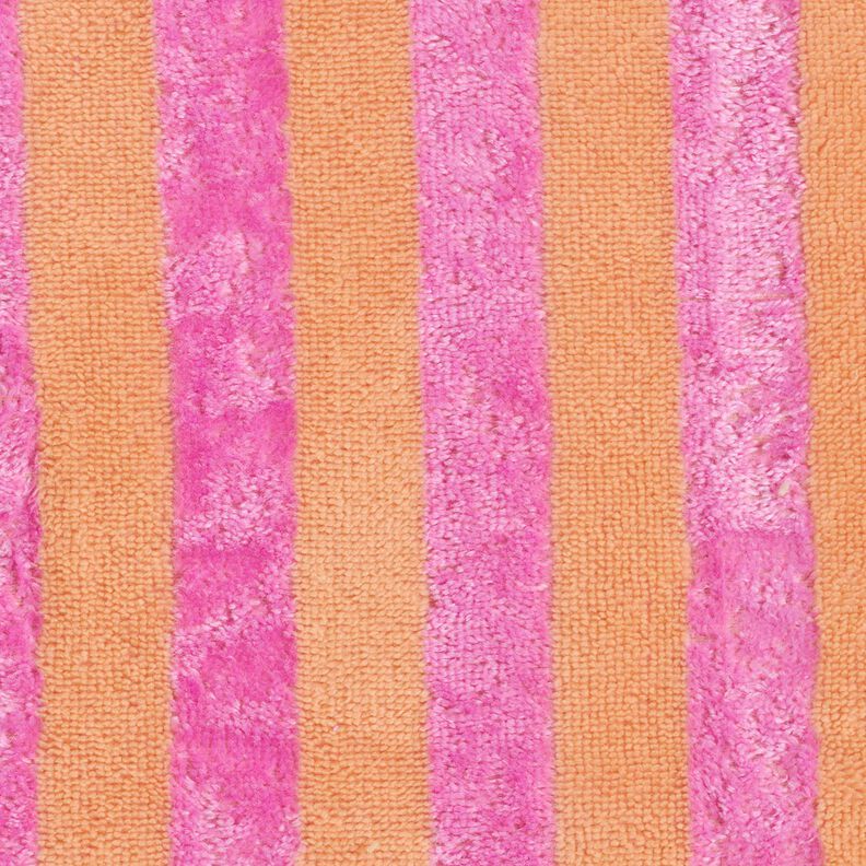Badstof Bamboe Blokstrepen – lichtoranje/pink, image number 1