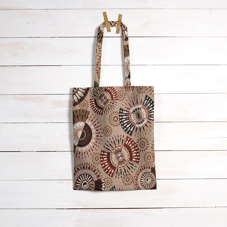 Decostof Jacquard elegante mandala – donkertaupe/roodbruin,  image number 7